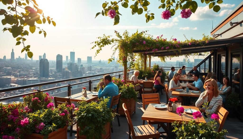 rooftop dining in summer