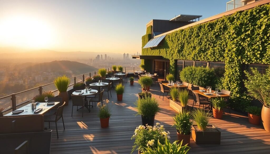 rooftop restaurant California sustainable practices